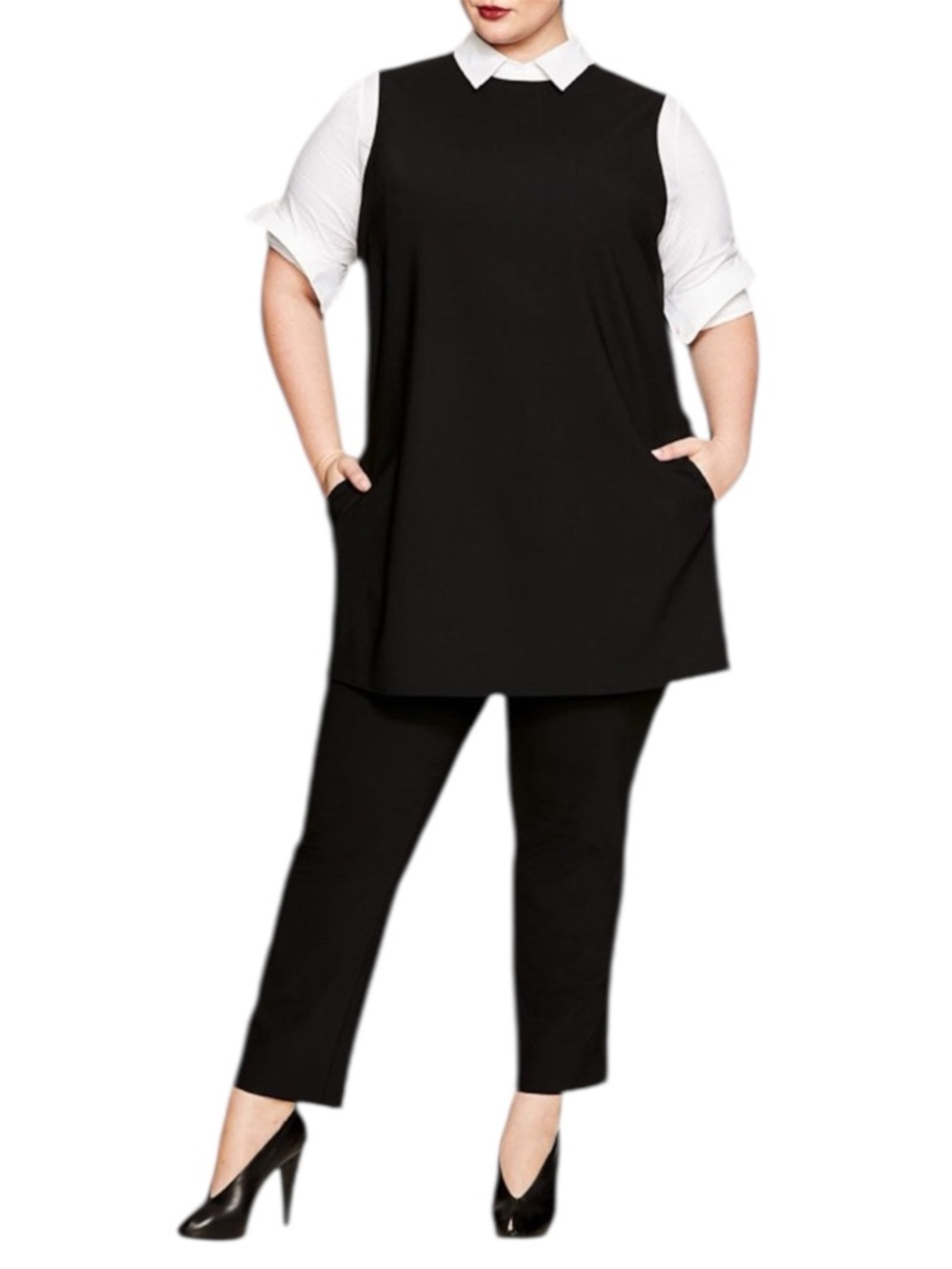 Pari Passu Black Midi Tunic Top Womens 16 Wool Silk Split Side Sleeveless